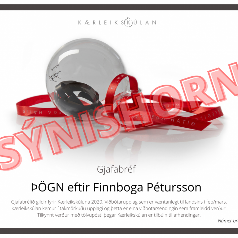 Sýnishorn af gjafabréfinu sem kemur á þykkum pappír og í umslagi.