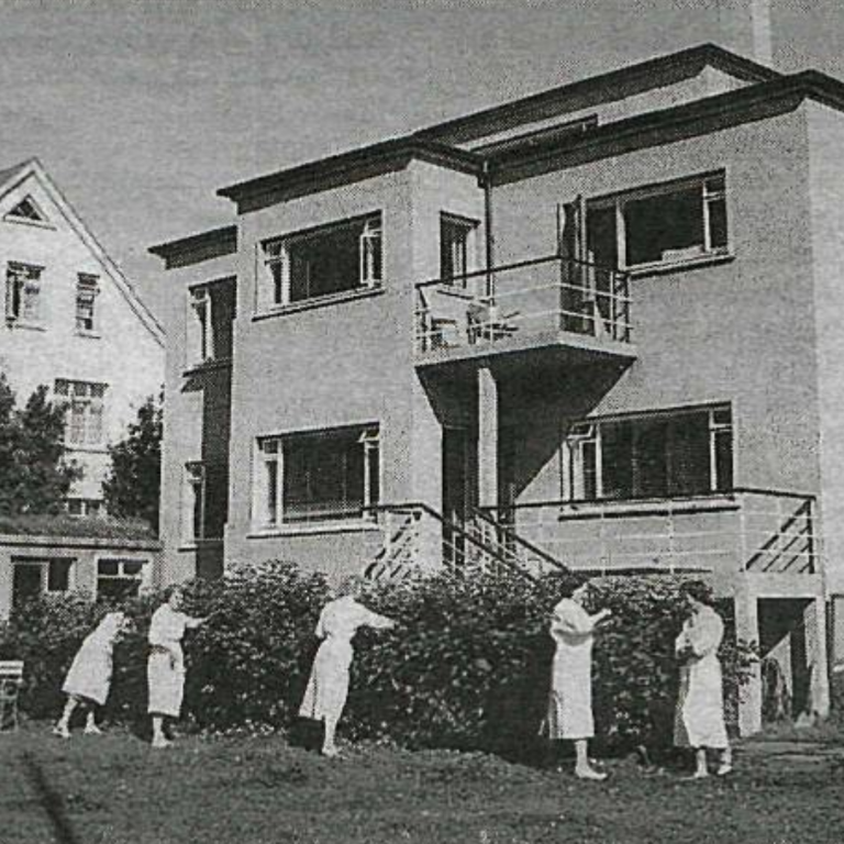 Fyrsta húsnæði Æfingastöðvarinnar við Sjafnargötu.